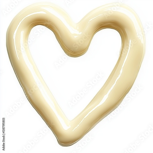 Delicate Creamy Heart Shaped Design on White Background Evoking Love and Warmth
