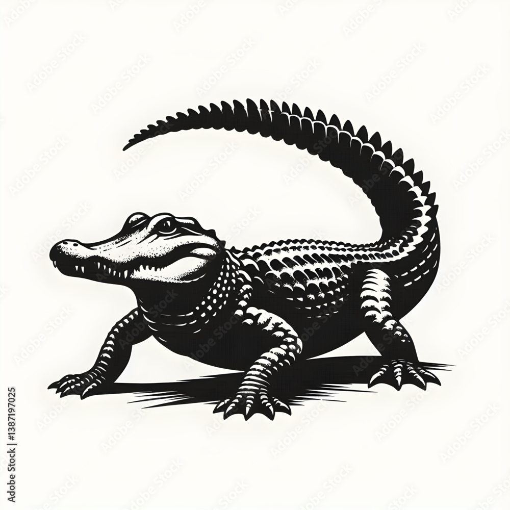 Fototapeta premium A beautiful black and white crocodile