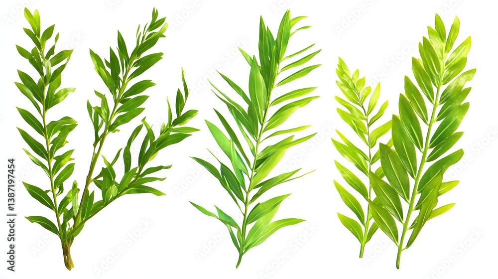 Obraz premium Various Green Leaves from Tropical Plants Isolated on White Background