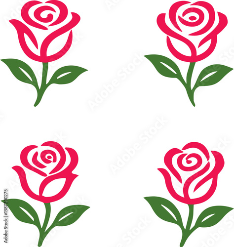 Set of Rose Flower Logo – Elegant Floral Vector Collection for Beauty, Wedding, and Boutique Branding Design