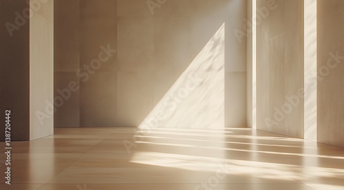 Natural Light Creates Shadows in Minimalist Interior Space During Daytime Hours