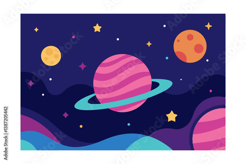 vector illustration of a moon and stars
