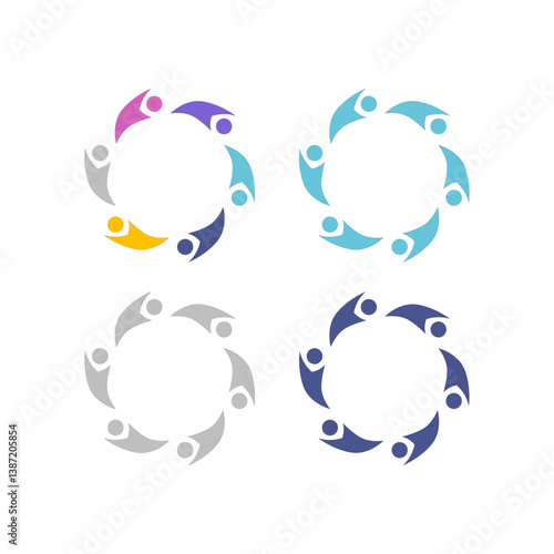 COLORFUL PEOPLE TOGETHER COWORKING TEAM TEAMWORK SIGN SYMBOL LOGO VECTOR