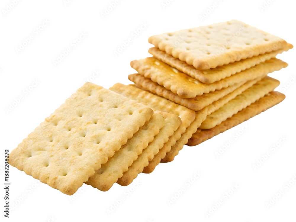 Rectangular Crackers, Close-up, on Transparent Background Rectangular Crackers, Close-up, on Transparent Background