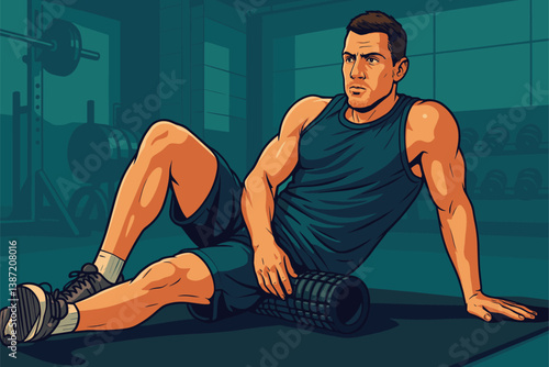 Athlete Using Foam Roller for Muscle Recovery After Intense Workout