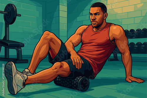 Athlete Using Foam Roller for Muscle Recovery After Intense Workout