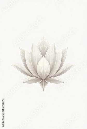 Beautiful white lotus flower hand drawing on white background