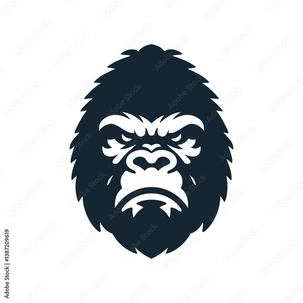 Fototapeta premium Angry Gorilla Face Illustration Strong Animal Mascot Vector Graphic Design