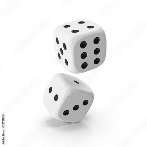 Photography Rolling white pair dice