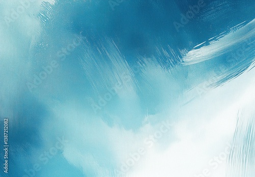 Serene Abstract Painting with Soft Blue and White Brush Strokes Evoking Tranquility
