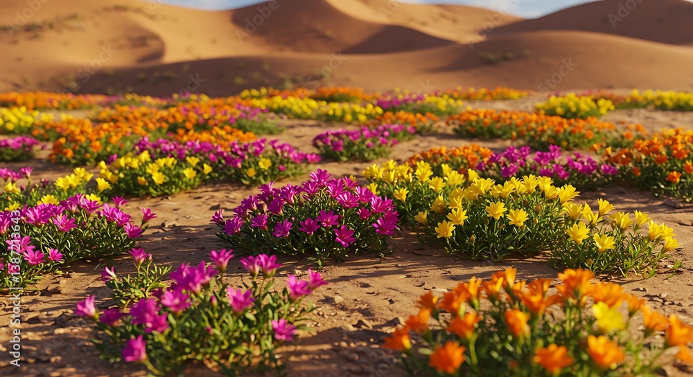 Fototapeta premium Desert Bloom: Golden Hour Rhapsody AI Generated