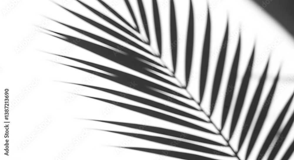Obraz premium Palm Leaf Shadow: A Monochrome Minimalist Study AI Generated