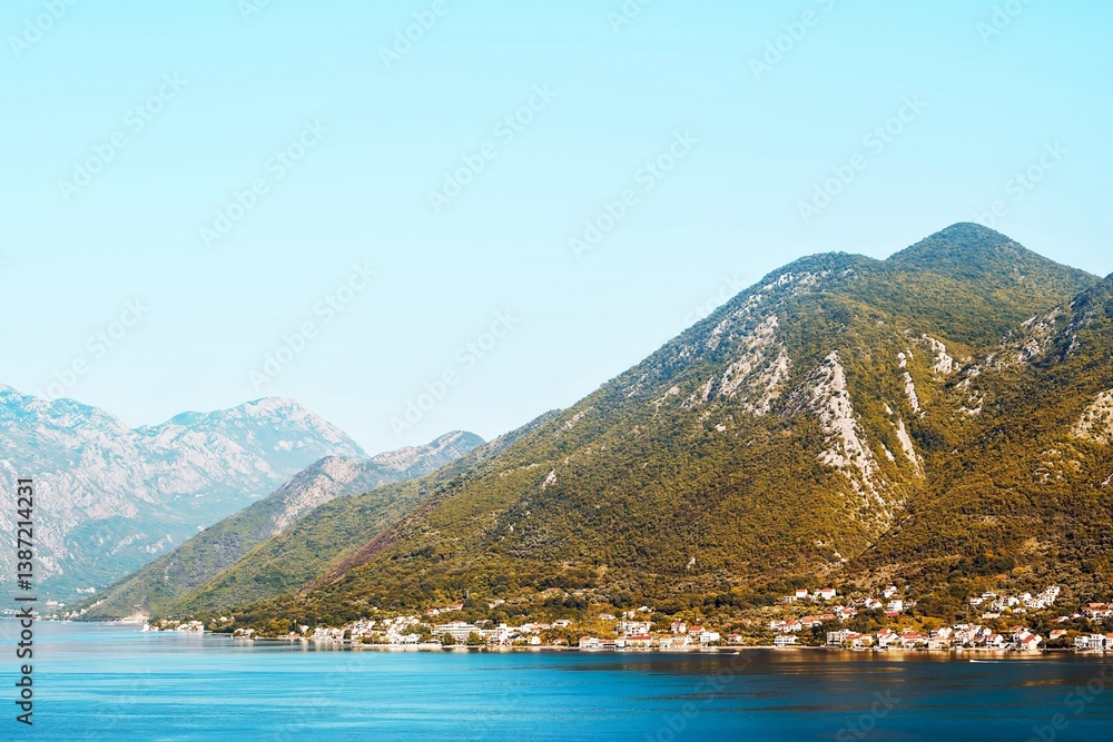 Scenic Adriatic coastline in Kotor Montenegro