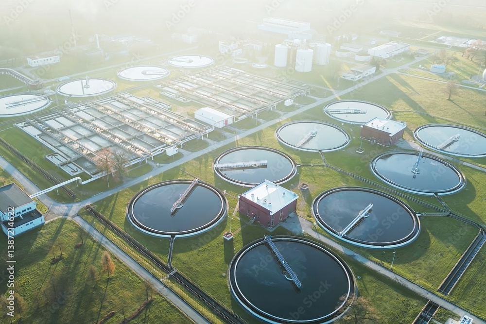 Sewage treatment plant with filtration tanks