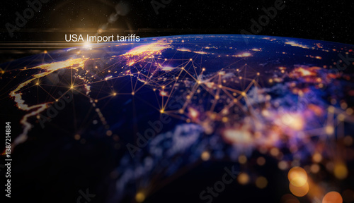 Obraz na płótnie Global Network and USA Import Tariffs Connection w salonie
