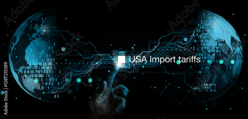Obraz na płótnie Global Technology Concept of USA Import Tariffs w salonie