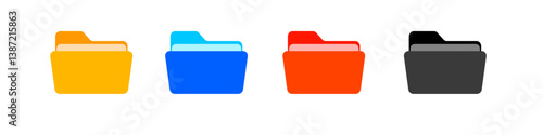Folders icon collection. Documents in folders. File folder vector icon set	