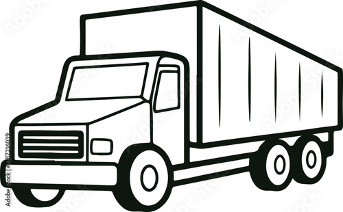 Truck with trailer isolated on white background, vector illustration of delivery and freight transport