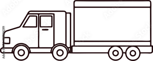 Vector illustration of a delivery truck with trailer for transportation and freight