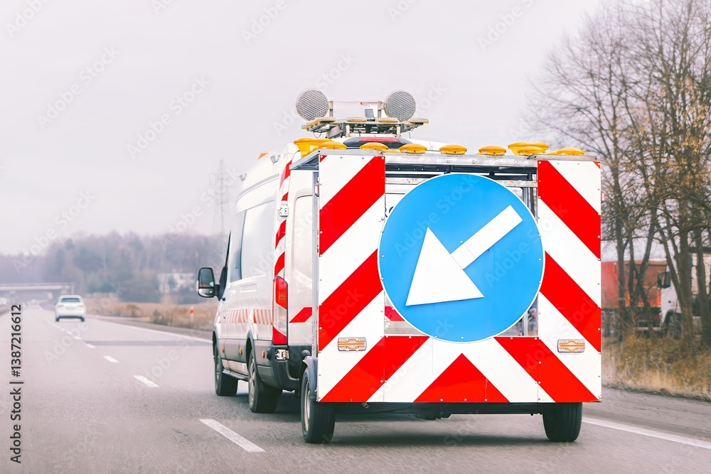 Road maintenance vehicle on highway