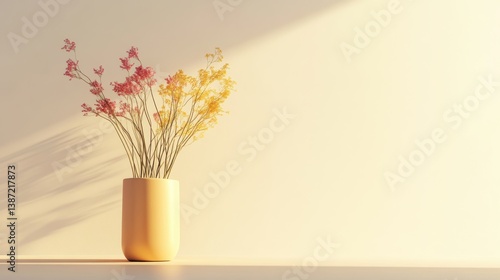 Wallpaper Mural Elegant floral arrangement in a minimalist vase against warm wall Torontodigital.ca