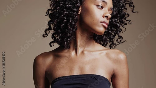 The Confident Curly-Haired Model