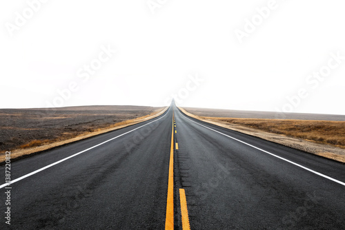 Open Straight Road Landscape with Clear Horizon and Vast Wilderness Background