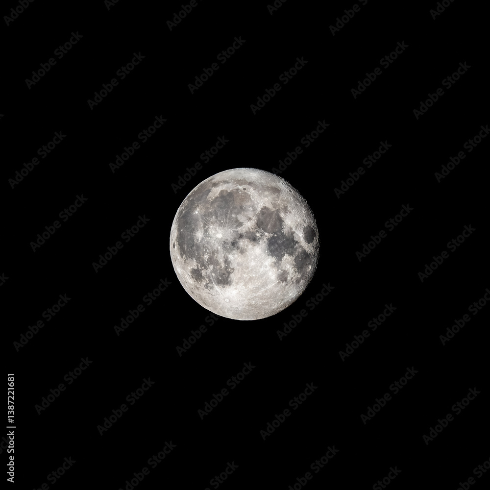 Detailed image of the full moon isolated on black. Detailed image of the full moon isolated on black.