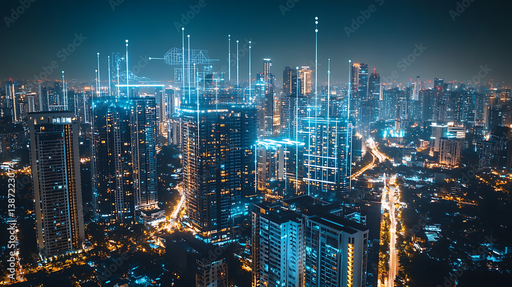 Fototapeta premium An AI powered system optimizing real estate investments by analyzing market trends, property values, and neighborhood conditions to recommend the best investment opportunities