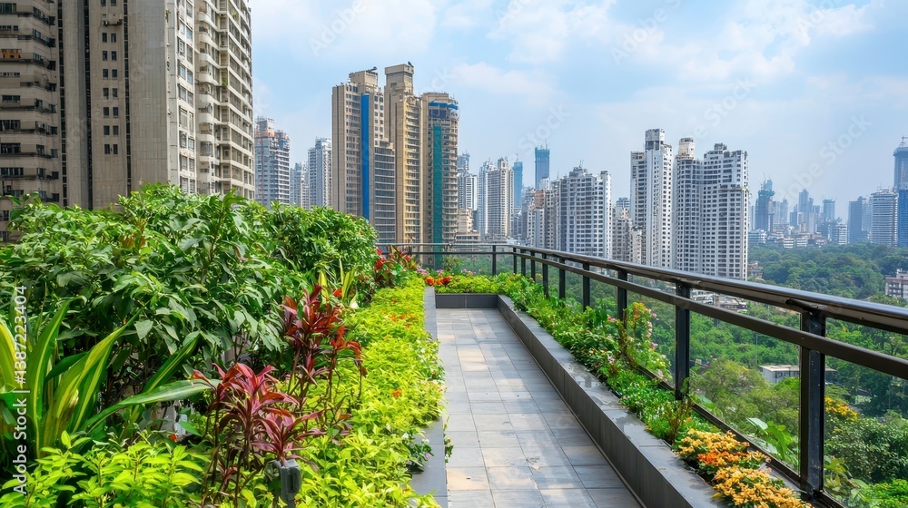 Fototapeta premium Urban Balcony Garden View