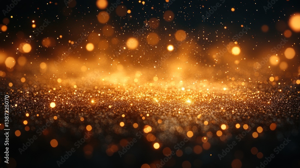 Obraz premium Golden glitter background with bokeh lights