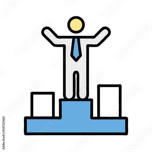 Leader Standing on Podium Icon Design