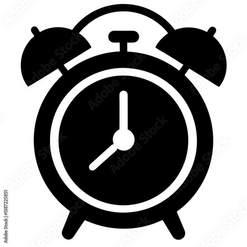 A silhouette vector image of a classic alarm clock.