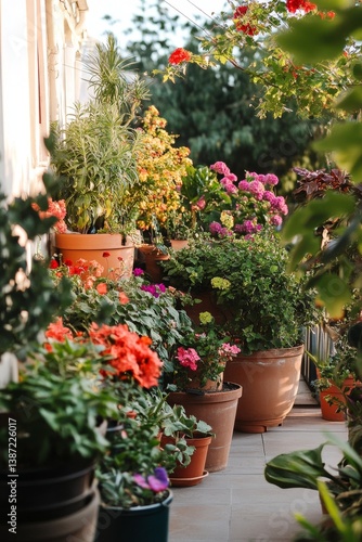 Wallpaper Mural Many potted plants and flowers create a small garden on Torontodigital.ca
