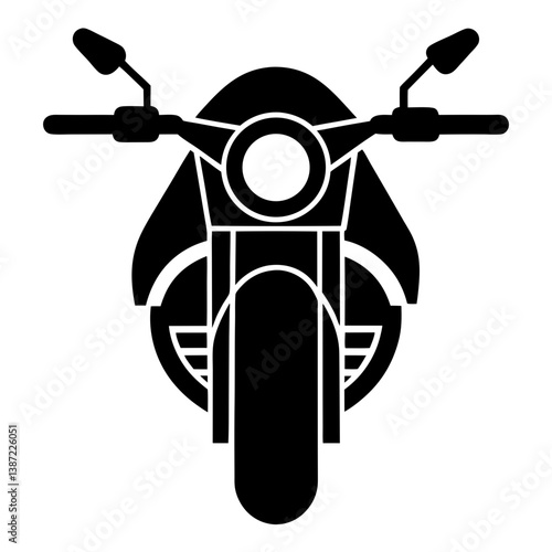 Classic motorcycle front view silhouette vector image.
