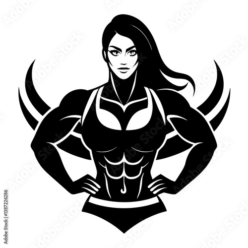Silhouette of a muscular woman for fitness and bodybuilding