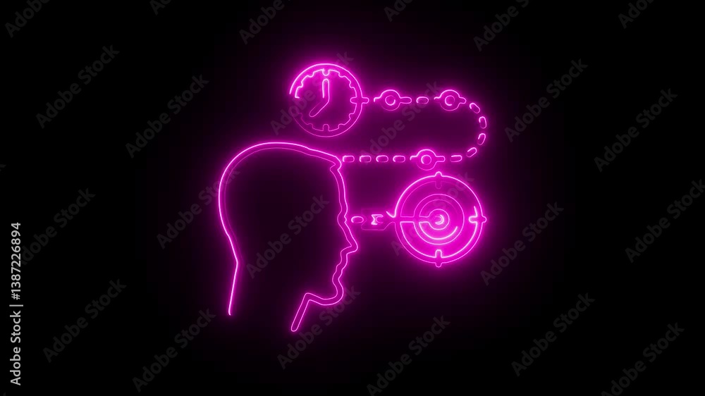 Glowing neon target icon isolated on black background. HD Video motion graphic animation Glowing neon target icon isolated on black background. HD Video motion graphic animation
