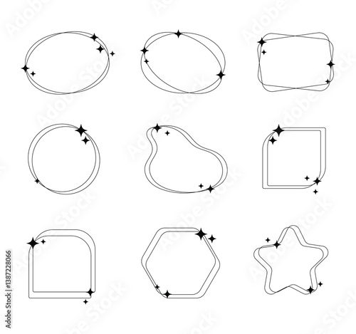 aesthetic minimalist linear frame design set.