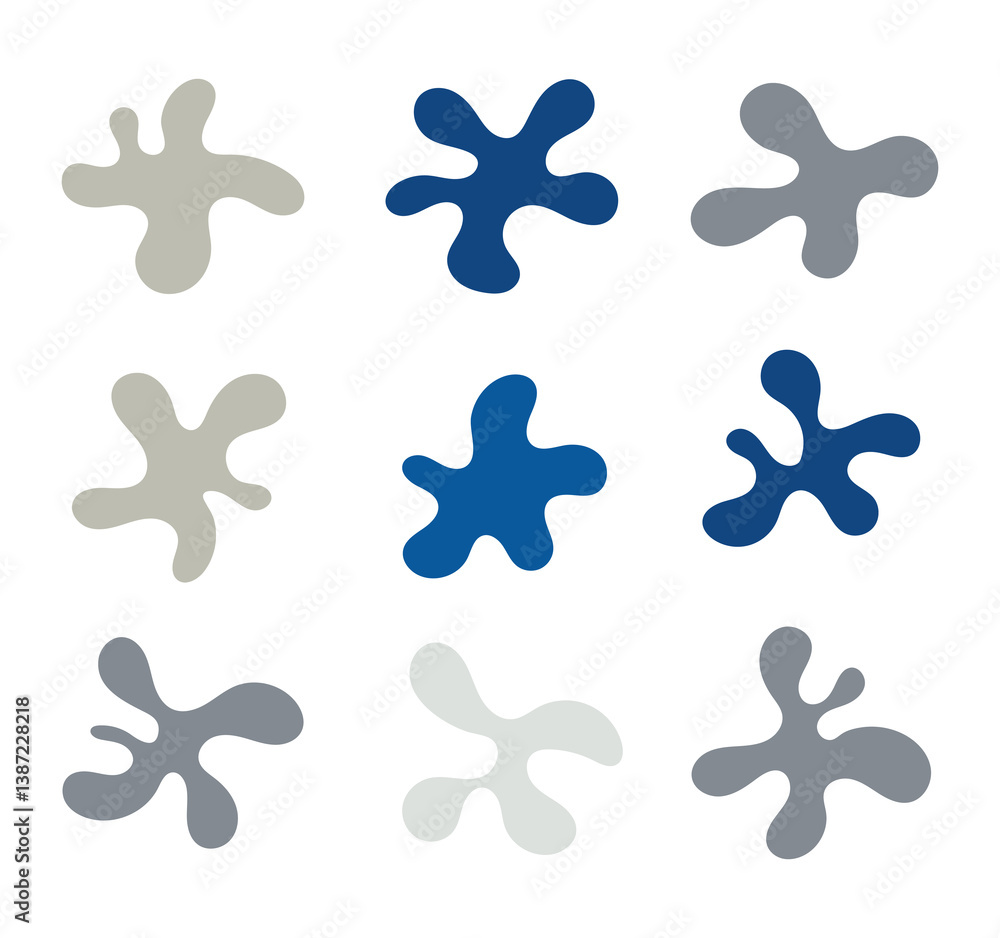 Fototapeta premium Colorful ink spots set splash abstract shape. Vector illustration