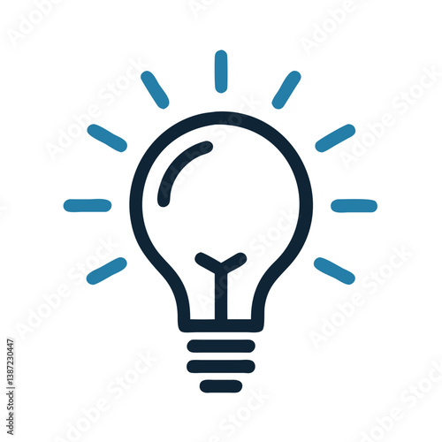 Lightbulb with Rays Representing Idea or Inspiration Icon Design