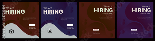 Flat Hiring announcement social media post design.Modern and creative hiring square banner template design.We are hiring job vacancy,Digital Marketing agency social media post.Set of editable square 