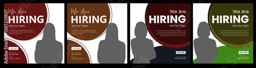 Flat Hiring announcement social media post design.Modern and creative hiring square banner template design.We are hiring job vacancy,Digital Marketing agency social media post.Set of editable square 