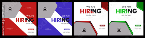 Flat Hiring announcement social media post design.Modern and creative hiring square banner template design.We are hiring job vacancy,Digital Marketing agency social media post.Set of editable square 