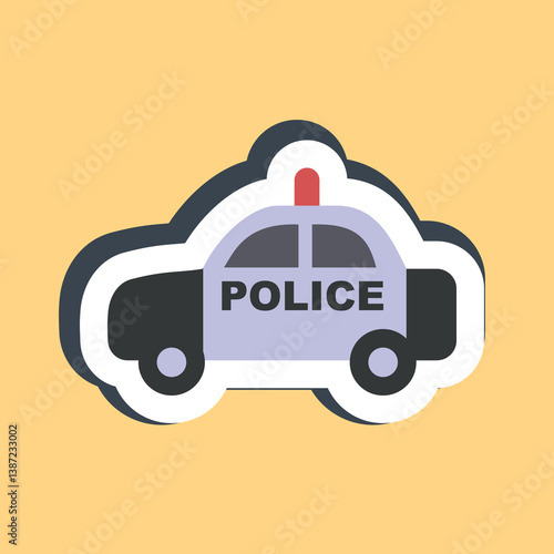 Sticker police car. Transportation elements. Good for prints, posters, logo, sign, advertisement, etc.