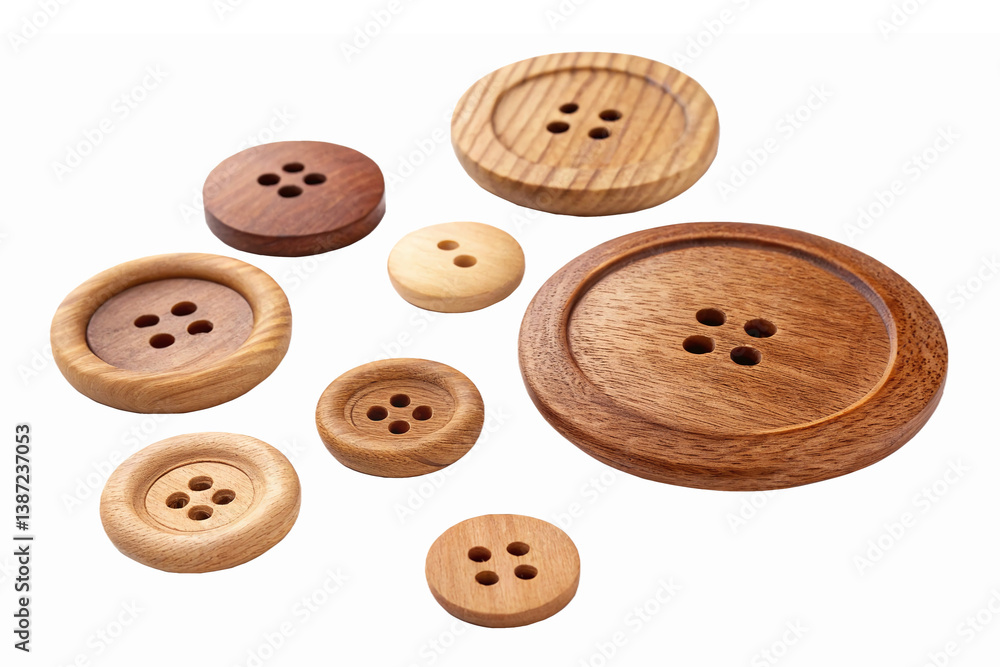 Handcrafted Wooden Buttons Various Sizes Natural Materials Sewing Craft Supplies