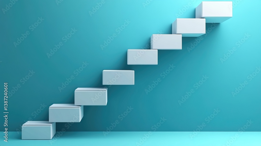 Abstract steps of progress on teal background Abstract steps of progress on teal background