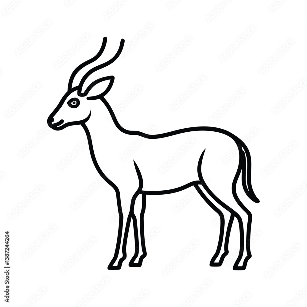 Obraz premium antelope line art illustration on white background 