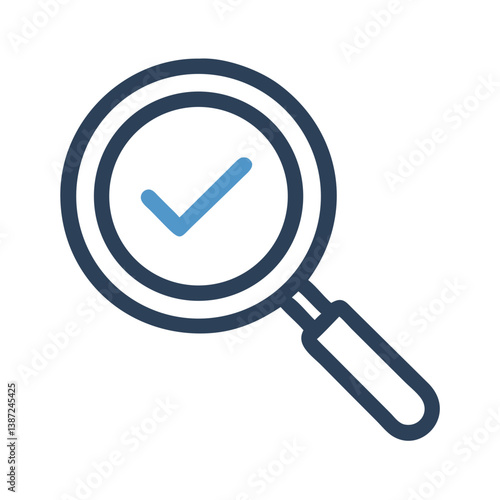 Magnifying Glass with Check Mark Representing Verification or Approved Search Icon Design