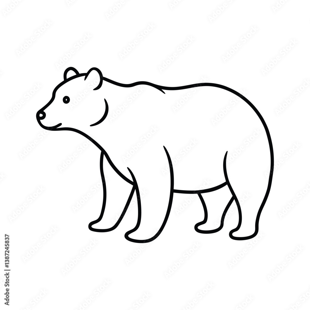 Fototapeta premium bear line art illustration on white background