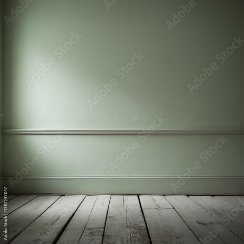 Wallpaper Mural Pale Green Empty Room with Light Wooden Floor and Shadow Torontodigital.ca